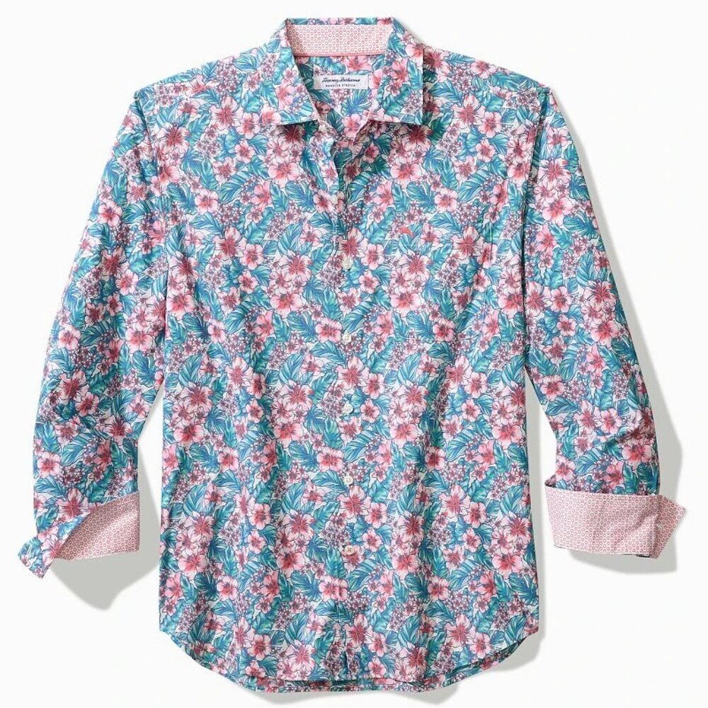 NWT Tommy Bahama Men's Sarasota Stretch Rubia Gardens Spring Bouquet Shirt